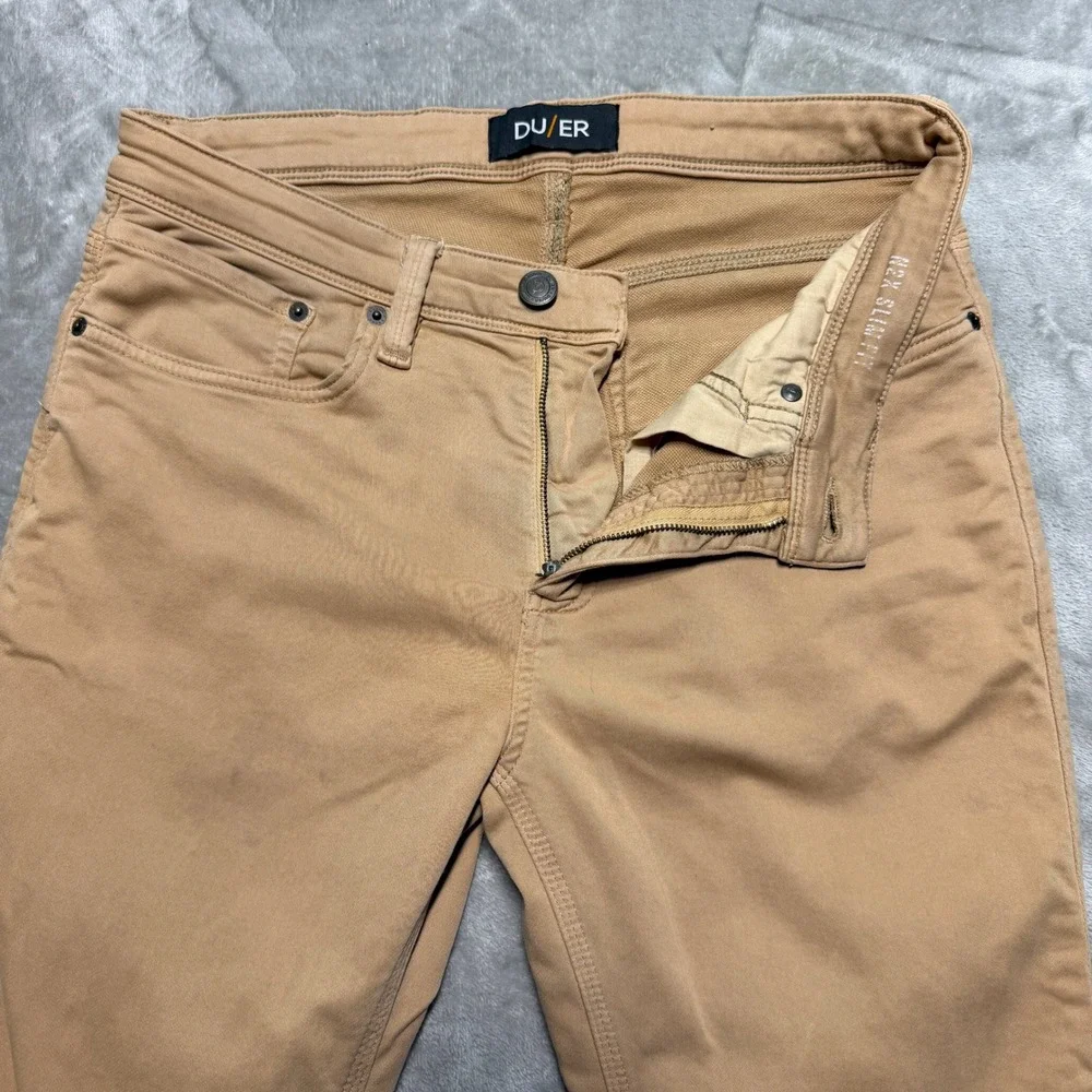 Duer N2X Slim Fit Pants Tan Khaki Mens 33x30 MFNS1001 Performance Trousers